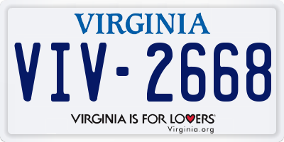 VA license plate VIV2668