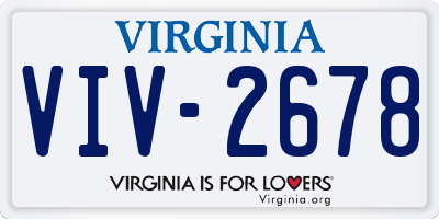 VA license plate VIV2678