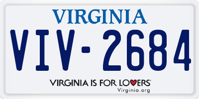 VA license plate VIV2684