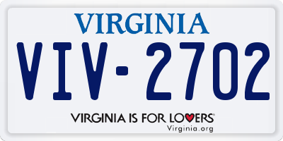 VA license plate VIV2702