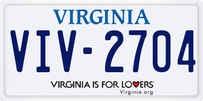 VA license plate VIV2704