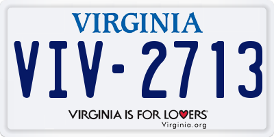 VA license plate VIV2713