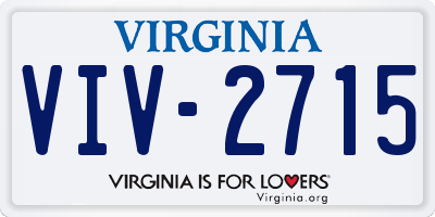 VA license plate VIV2715