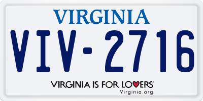 VA license plate VIV2716