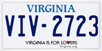 VA license plate VIV2723