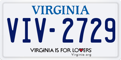 VA license plate VIV2729