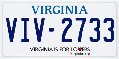 VA license plate VIV2733