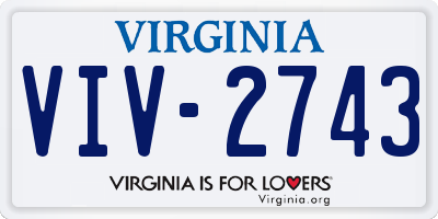 VA license plate VIV2743