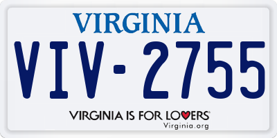 VA license plate VIV2755