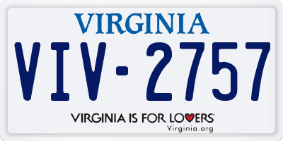 VA license plate VIV2757