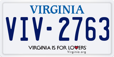 VA license plate VIV2763