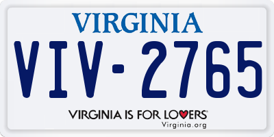 VA license plate VIV2765