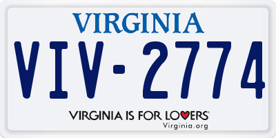 VA license plate VIV2774