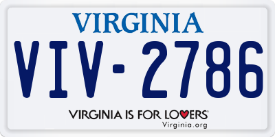 VA license plate VIV2786