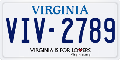 VA license plate VIV2789