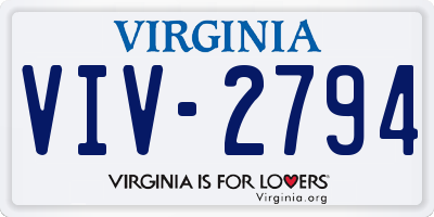 VA license plate VIV2794
