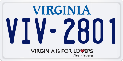 VA license plate VIV2801