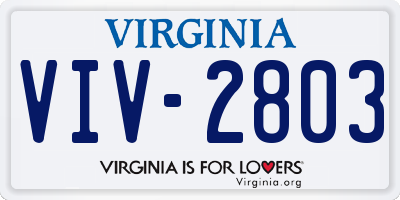 VA license plate VIV2803