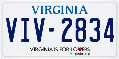 VA license plate VIV2834
