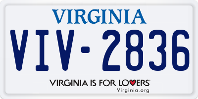 VA license plate VIV2836
