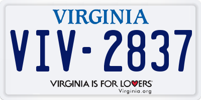 VA license plate VIV2837