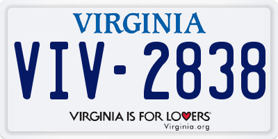 VA license plate VIV2838