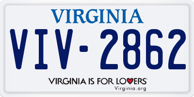 VA license plate VIV2862
