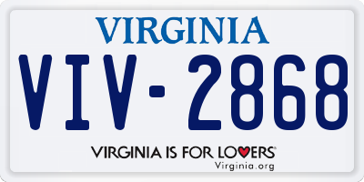 VA license plate VIV2868