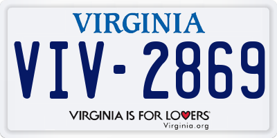 VA license plate VIV2869