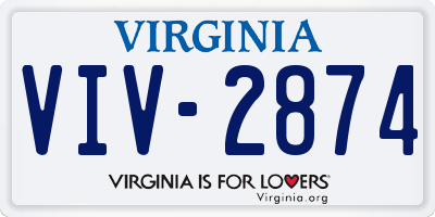 VA license plate VIV2874