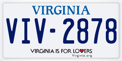 VA license plate VIV2878