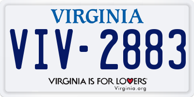 VA license plate VIV2883