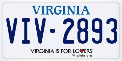 VA license plate VIV2893