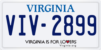 VA license plate VIV2899
