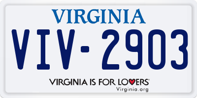 VA license plate VIV2903