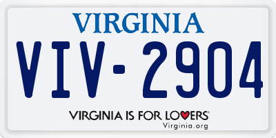 VA license plate VIV2904