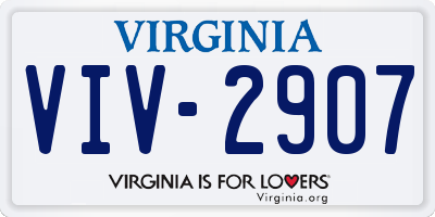 VA license plate VIV2907