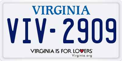 VA license plate VIV2909
