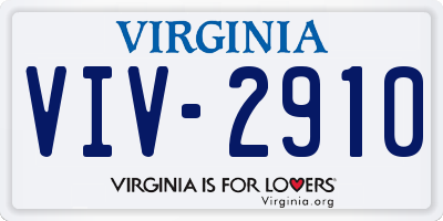 VA license plate VIV2910