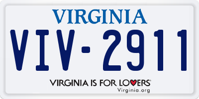 VA license plate VIV2911
