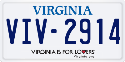 VA license plate VIV2914
