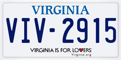 VA license plate VIV2915
