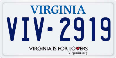VA license plate VIV2919