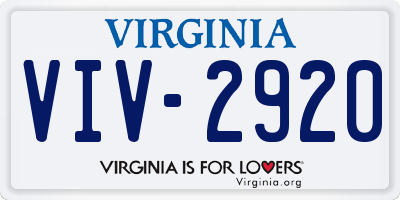 VA license plate VIV2920