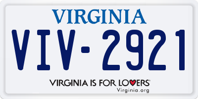 VA license plate VIV2921