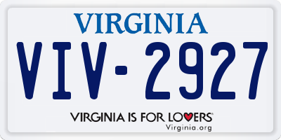 VA license plate VIV2927