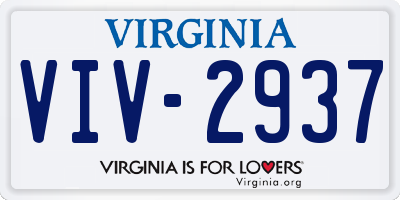 VA license plate VIV2937