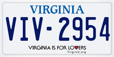 VA license plate VIV2954