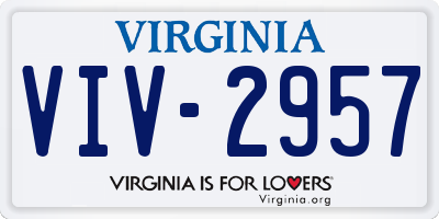 VA license plate VIV2957