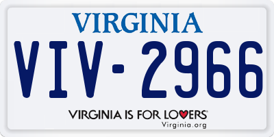 VA license plate VIV2966